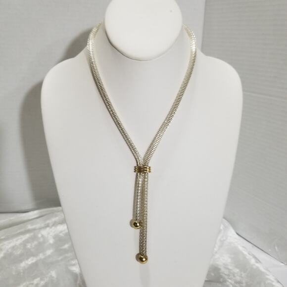NRQ two tone mesh rope lariat style necklace 18" 1.2059 - Picture 1 of 9